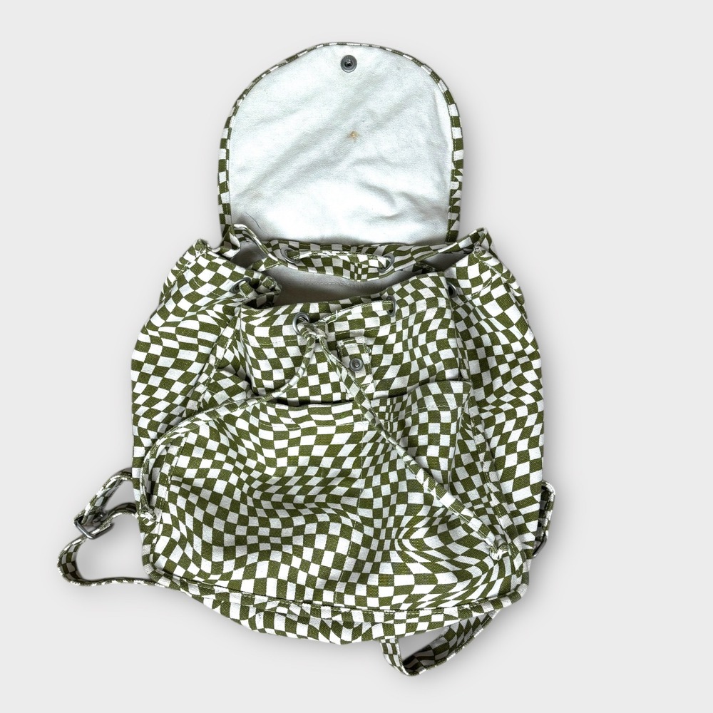 BAGGU Drawstring Canvas Backpack Trippy Checkerbo… - image 10